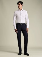Charles Tyrwhitt Blue Wool Stretch Pleated Trousers - Image 1 of 4