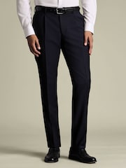 Charles Tyrwhitt Blue Wool Stretch Pleated Trousers - Image 2 of 4