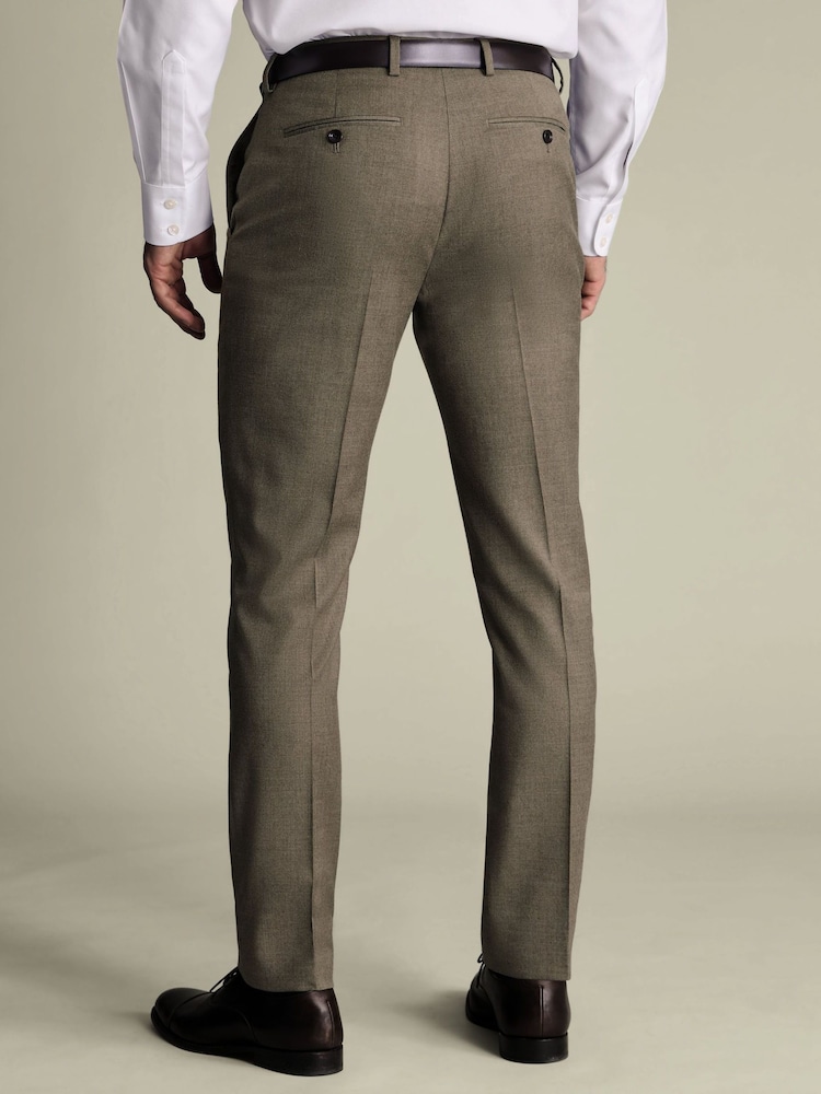 Natural medio - Charles Tyrwhitt Forest Puppytooth Slim Fit Italian Suit Trousers - Imagen 2 de 4