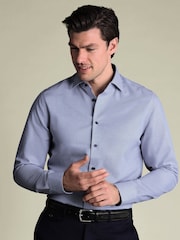 Charles Tyrwhitt Blue SF Royal Blue Non-Iron Stretch Texture Shirt - Image 1 of 6