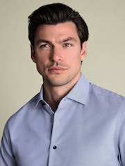 Charles Tyrwhitt Blue SF Royal Blue Non-Iron Stretch Texture Shirt - Image 2 of 6