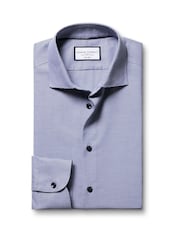 Charles Tyrwhitt Blue SF Royal Blue Non-Iron Stretch Texture Shirt - Image 4 of 6