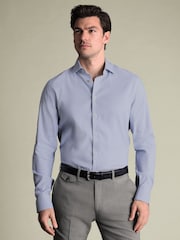 Charles Tyrwhitt Blue Non-iron Performance Texture Slim Fit Shirt - Image 1 of 6