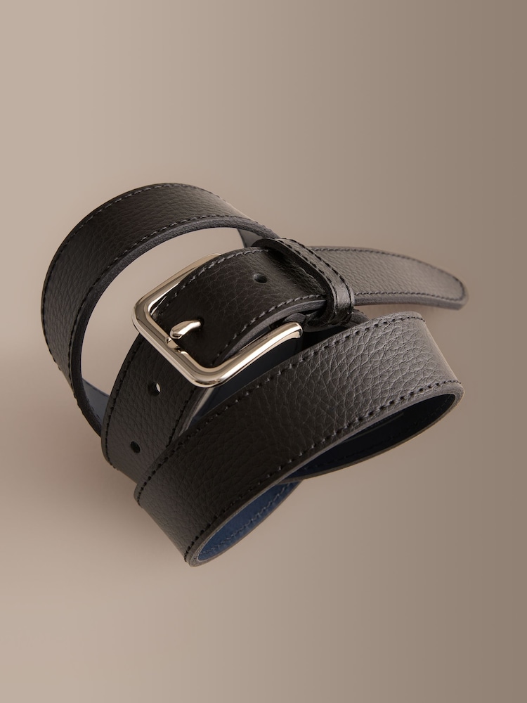 Black Signature Casual Skinny Leather Belt Made In Italy - Image 2 of 3