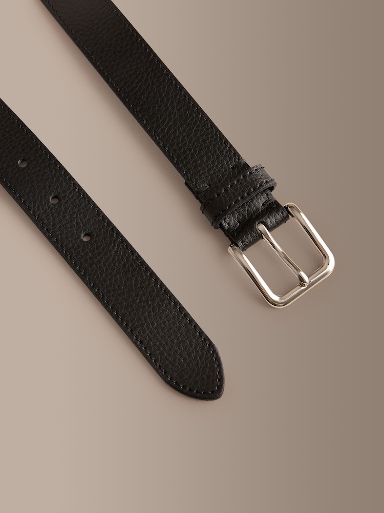 Black Signature Casual Skinny Leather Belt Made In Italy - Image 3 of 3