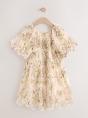 Cream Floral 3D Ruffle Mesh Occasion Dress (3-16yrs) - Image 4 of 7