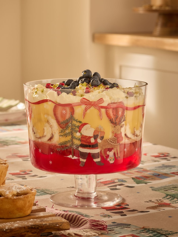 Red Christmas Santa Glass Trifle Dessert Bowl - Image 1 of 4 Red Christmas Santa Glass Trifle Dessert Bowl - Image 1 of 4