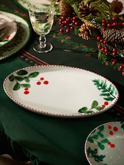 Natural Christmas Foliage Holly and Winter Berry Serving Platter - Image 1 of 4