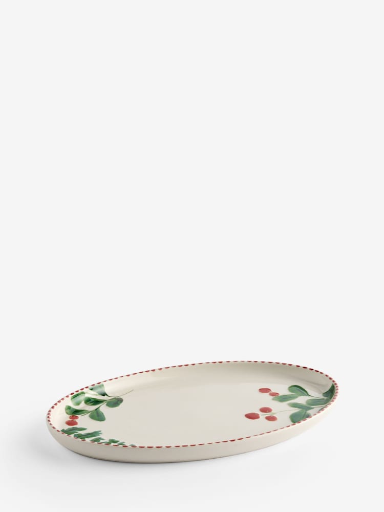 Natural Christmas Foliage Holly and Winter Berry Serving Platter - Image 4 of 4 Natural Christmas Foliage Holly and Winter Berry Serving Platter - Image 4 of 4