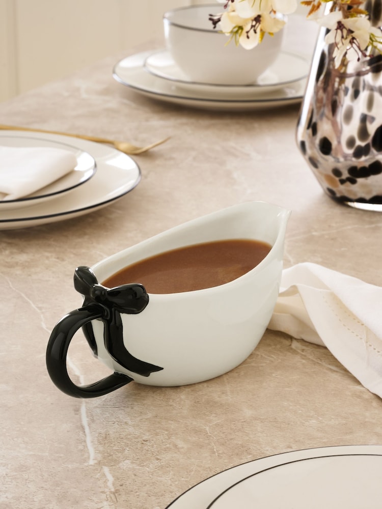 Monochrome Bow Gravy Boat - Image 1 of 5
