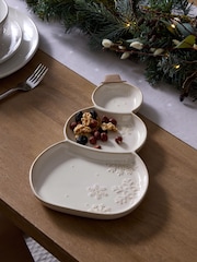 Natural Christmas Snowman Divided Serving Platter - Image 1 of 4