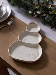 Natural Christmas Snowman Divided Serving Platter - Image 2 of 4