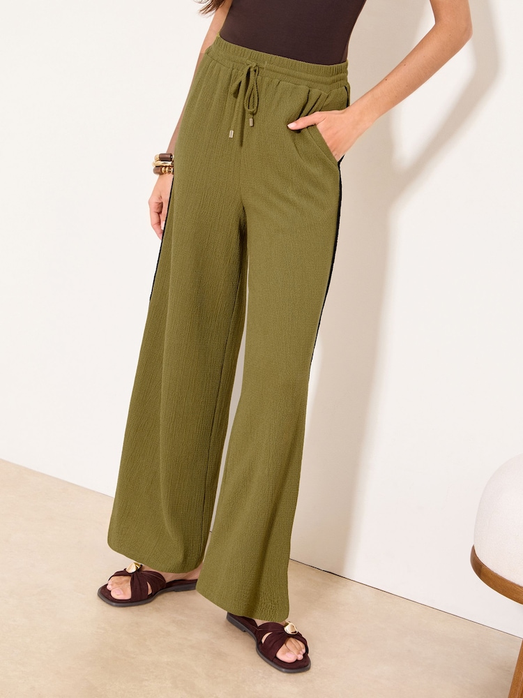 Lipsy Olive Green Crinkle Trousers - Image 1 of 5