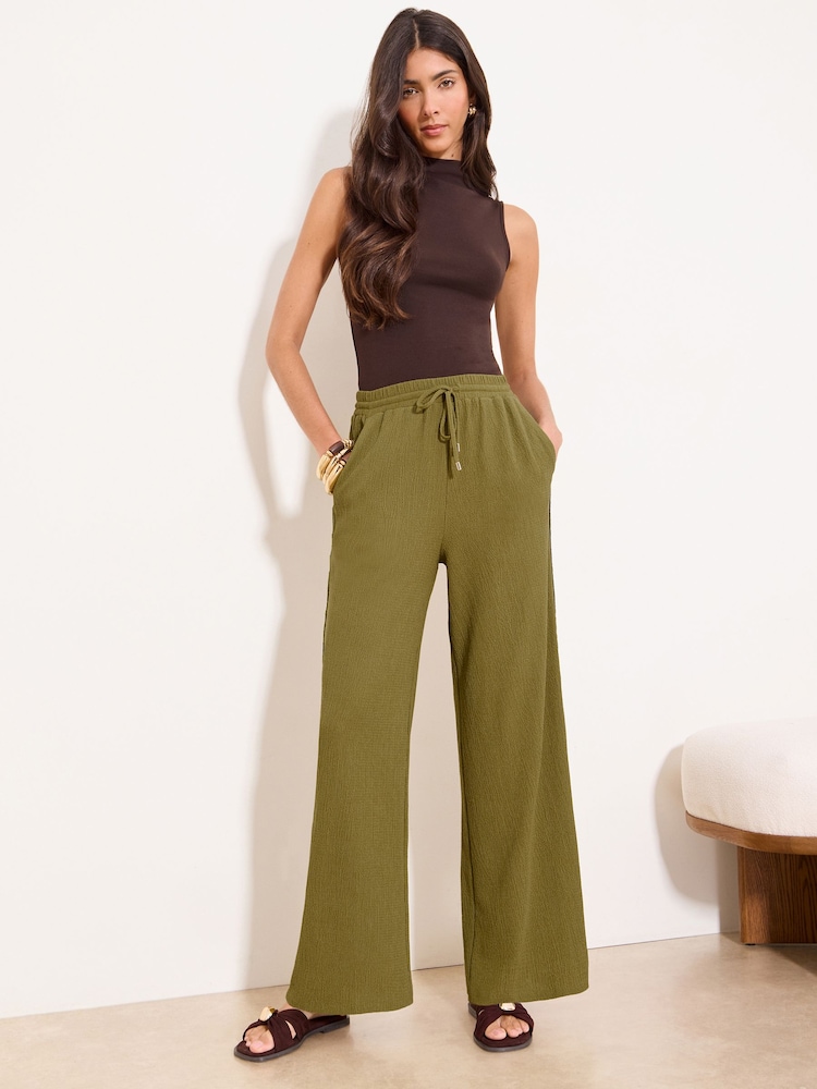 Lipsy Olive Green Crinkle Trousers - Image 2 of 5