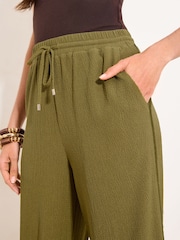Lipsy Olive Green Crinkle Trousers - Image 3 of 5
