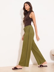 Lipsy Olive Green Crinkle Trousers - Image 5 of 5