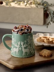Sage Green Christmas Reindeer Mug - Image 1 of 3