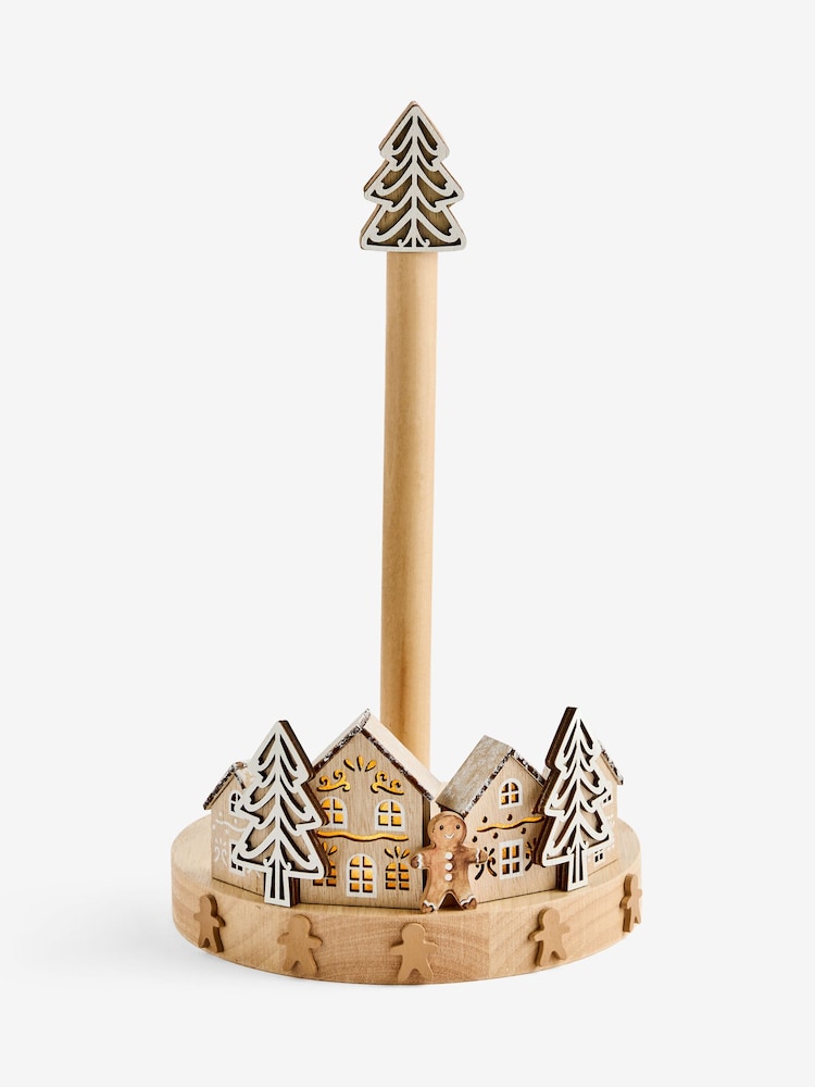 Natural Light Up Christmas Gingerbread Kitchen Roll Holder - Image 5 of 5 Natural Light Up Christmas Gingerbread Kitchen Roll Holder - Image 5 of 5