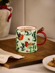 Green Merry Christmas Robin Mug - Image 1 of 3
