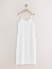 Black/White Long Cotton Slip with Lace Trim - Image 3 of 5