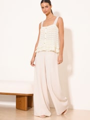 Lipsy Ivory Lace Detail Frill Crochet Knitted Vest - Image 2 of 4