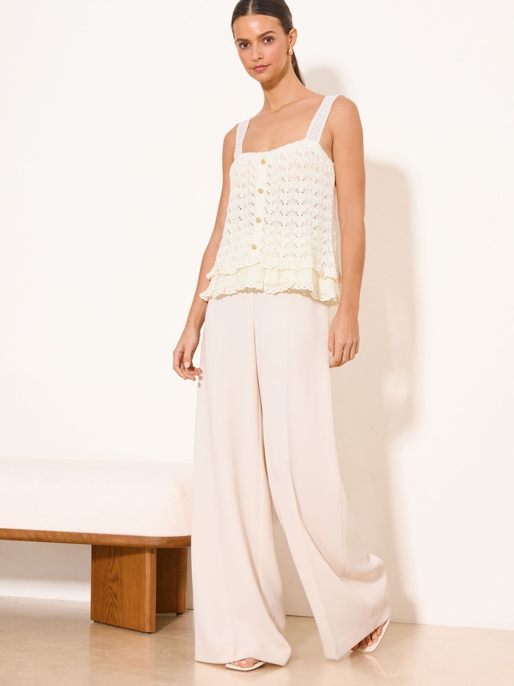 Lipsy Ivory Lace Detail Frill Crochet Knitted Vest - Image 2 of 4