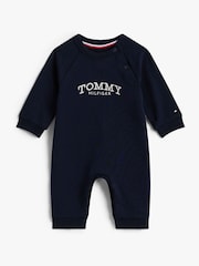 Tommy Hilfiger Blue Logo Embroidery Terry Coverall Bodysuit - Image 1 of 2