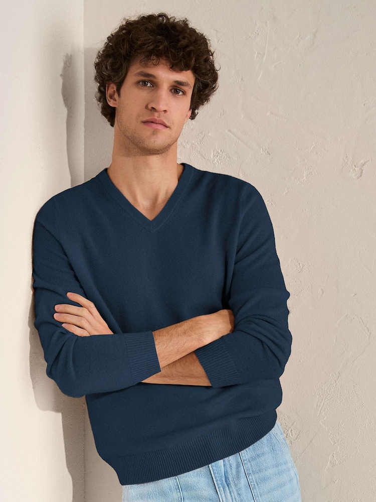 Lands' End Blue Cashmere Crew Neck Jumper - Image 1 of 2