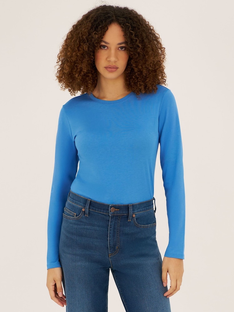 Lands' End Light Pink 100% Cotton Supima Long Sleeve T-Shirt - Image 1 of 6 Lands' End Light Pink 100% Cotton Supima Long Sleeve T-Shirt - Image 1 of 6