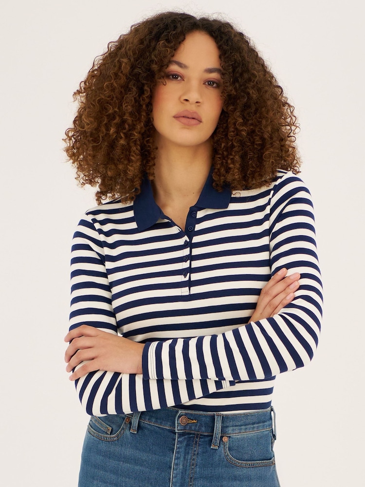Lands' End Blue Supima Long Sleeve Polo Shirt - Image 1 of 7 Lands' End Blue Supima Long Sleeve Polo Shirt - Image 1 of 7