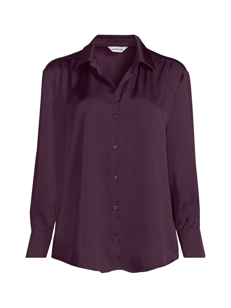 Lands' End Purple Satin Shirt - Image 4 of 4 Lands' End Purple Satin Shirt - Image 4 of 4