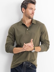 Lands' End Green Long Sleeve Supima Cotton Polo Shirt - Image 1 of 2