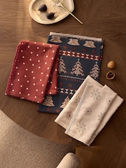 Set of 3 Multi Christmas Fairisle Tea Towels - Image 1 of 4
