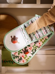Sage Green Christmas Robin Oven Gloves - Image 2 of 4