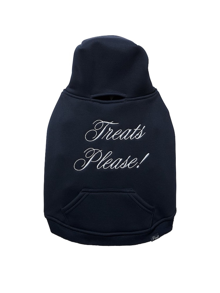 Victoria's Secret Pink Noir Navy Blue 'Treats Please' Pet Hoodie - Image 1 of 3