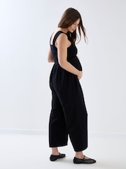 JoJo Maman Bébé Black Maternity & Nursing Wide Leg Jersey Jumpsuit - Image 5 of 5