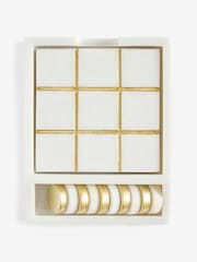Set of 4 White/Gold Noughts and Crosses Game Coasters - Image 1 of 2