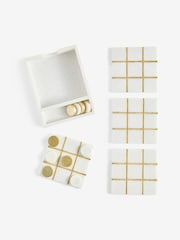 Set of 4 White/Gold Noughts and Crosses Game Coasters - Image 2 of 2