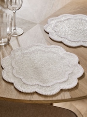 Set of 2 Pearl Beaded Scallop Placemats - Image 1 of 5