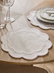 Set of 2 Pearl Beaded Scallop Placemats - Image 2 of 5