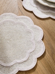 Set of 2 Pearl Beaded Scallop Placemats - Image 3 of 5