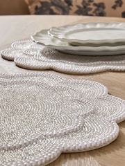 Set of 2 Pearl Beaded Scallop Placemats - Image 4 of 5