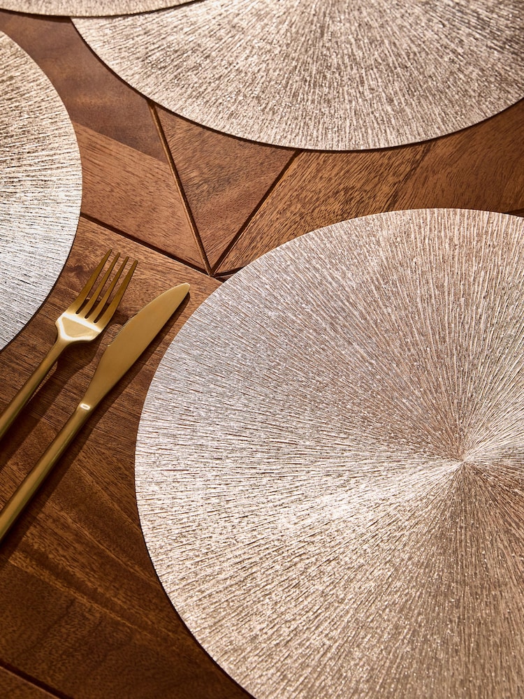 Gold Round Wipe Clean Set of 4 Placemats - Image 2 of 4 Gold Round Wipe Clean Set of 4 Placemats - Image 2 of 4