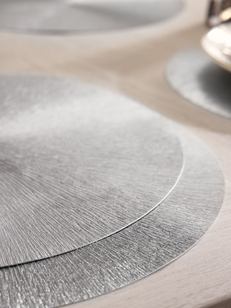 Silver Round Wipe Clean Set of 4 Placemats - Image 2 of 3 Silver Round Wipe Clean Set of 4 Placemats - Image 2 of 3