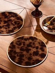 Set of 2 Brown Tortoiseshell Effect Glass Placemats - Image 2 of 3