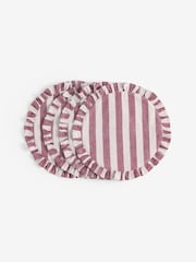 Set of 4 Red Stripe Ruffle Fabric Placemats - Image 4 of 4