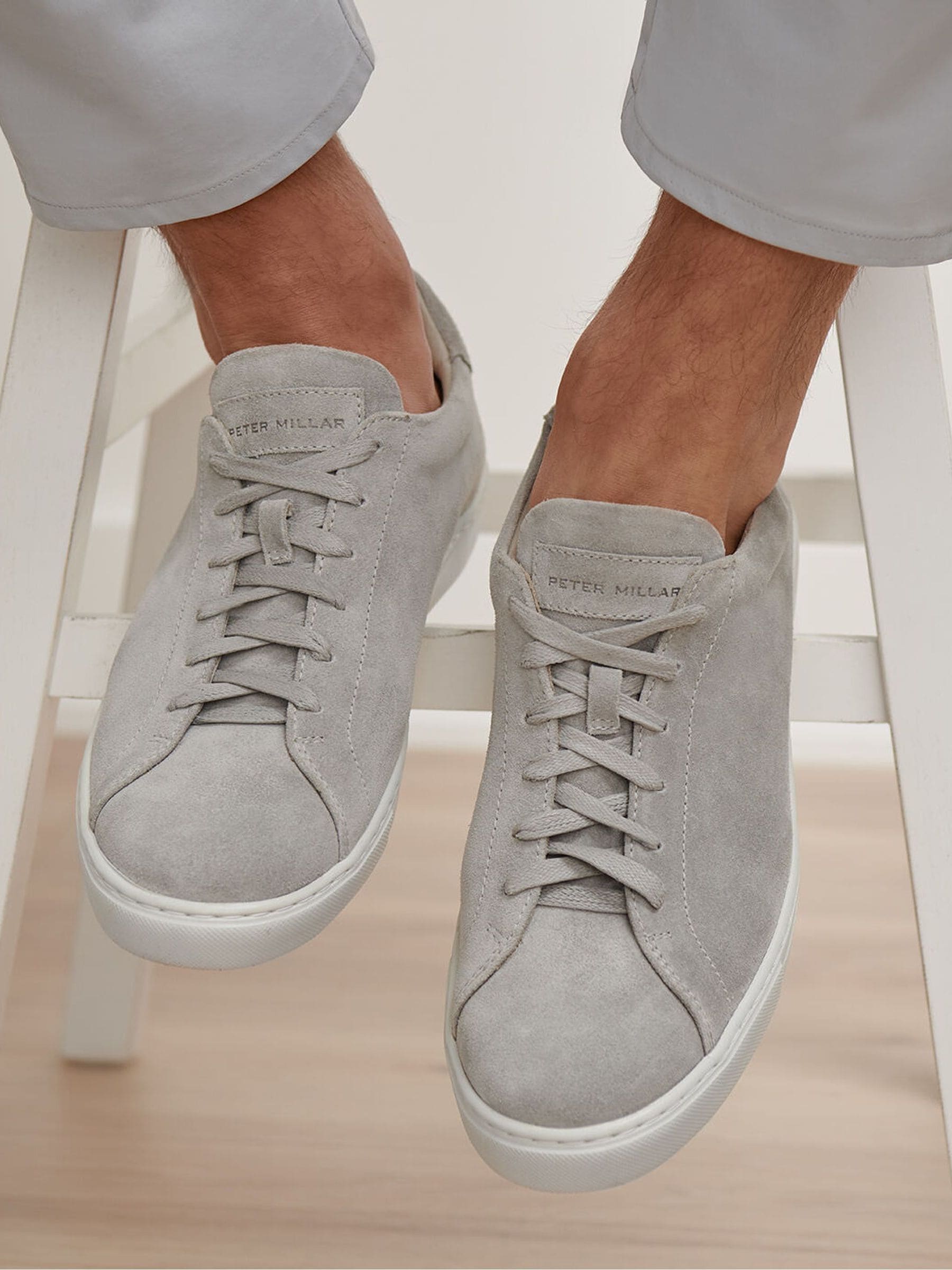 Buy Peter Millar Grey Vantage Lite Suede Sneakers from Next USA display picture 2