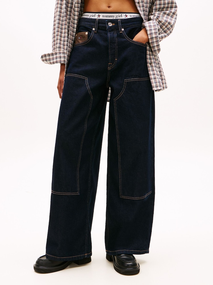 Tommy Jeans Blue Knee Panel Mid Rise Loose Jeans - Image 1 of 5