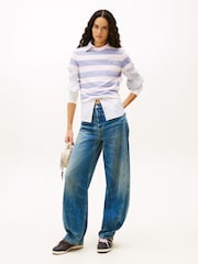 Tommy Jeans Blue Mid Rise Wide Barrel Leg Jeans - Image 2 of 5