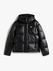 Tommy Jeans Black Shiny Quilted Down Alaska Puffer Jacket - Image 4 of 4